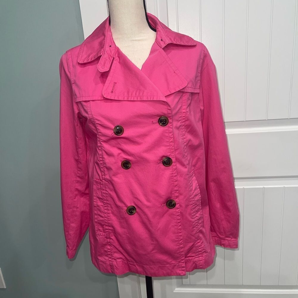Gap, CUTE!!!, Double Breasted hot pink short Trench coat size small